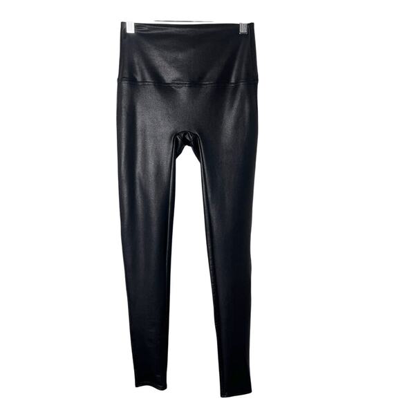 Jane and Bleecker Women's Faux Leather Leggings S Black High Rise Waist Stretch - Picture 1 of 7